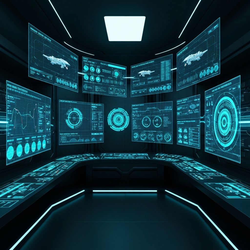 Futuristic AI interface displaying Symbio autonomous control systems